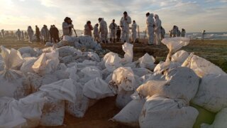 С площадки в хуторе Воскресенском Анапы вывезли первую партию мазутного песка