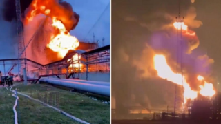 В Краснодарском крае произошел выброс нефтепродуктов из горящего резервуара на нефтебазе