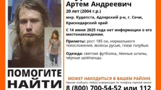 Добровольцы “ЛизаАлерт” просят водителей помощи в поиске 20-летнего жителя Сочи